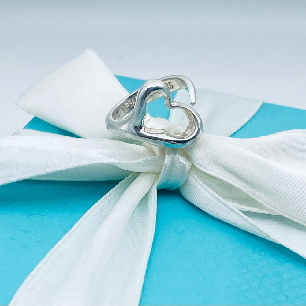 TIFFANY & CO. Elsa Peretti Sterling Silver Open Heart Ring size 5.5